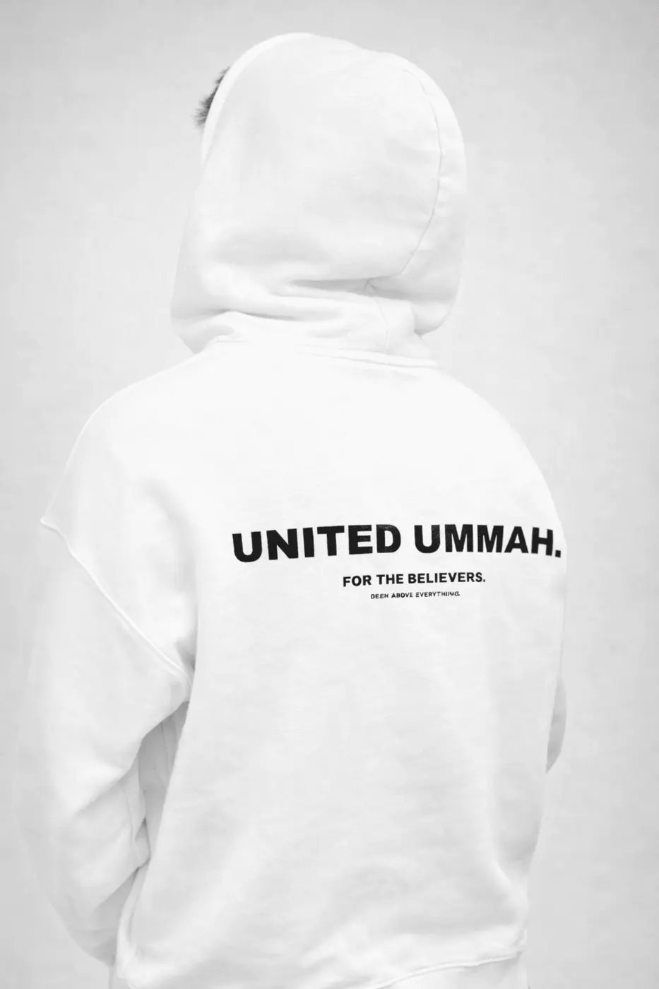 United Ummah Hoodie — White, back print